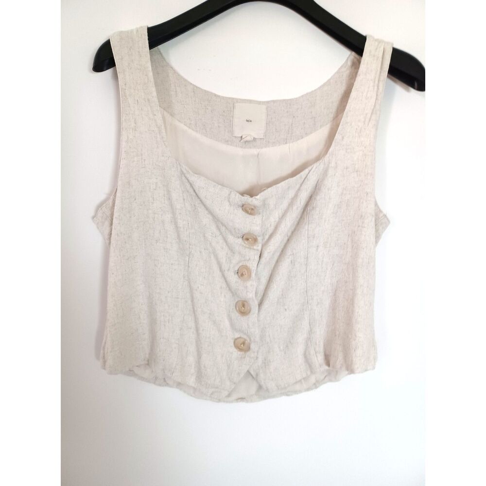 TGLA Francesca's Top Vest XL Linen Cotton Clean Girl Ren Fair Minimalist Peasant